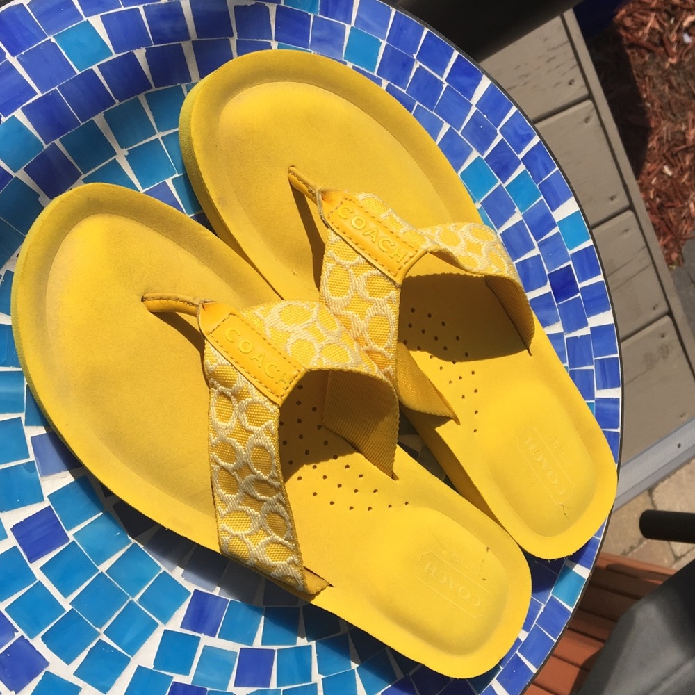 Coach yellow flip flop sandal